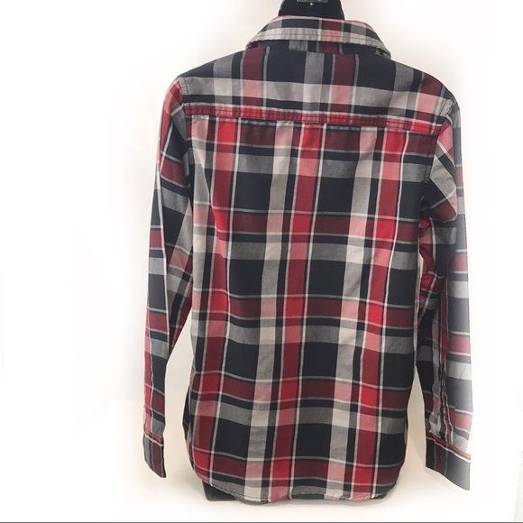 Tony HAWK Boys Shirt plaid button down Long sleeves red Black white size XL - Picture 4 of 10